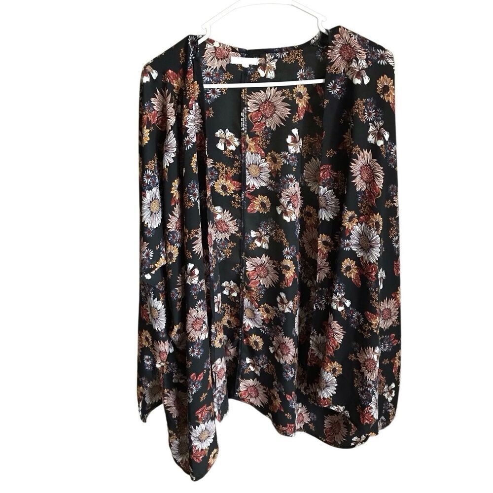 Maurices black brown floral shrug open front jacket Women’s SZ 2X